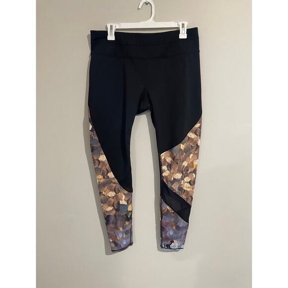 Athleta Black Asym Mesh Sonartight Athletic Leggings Size Large - Picture 2 of 15